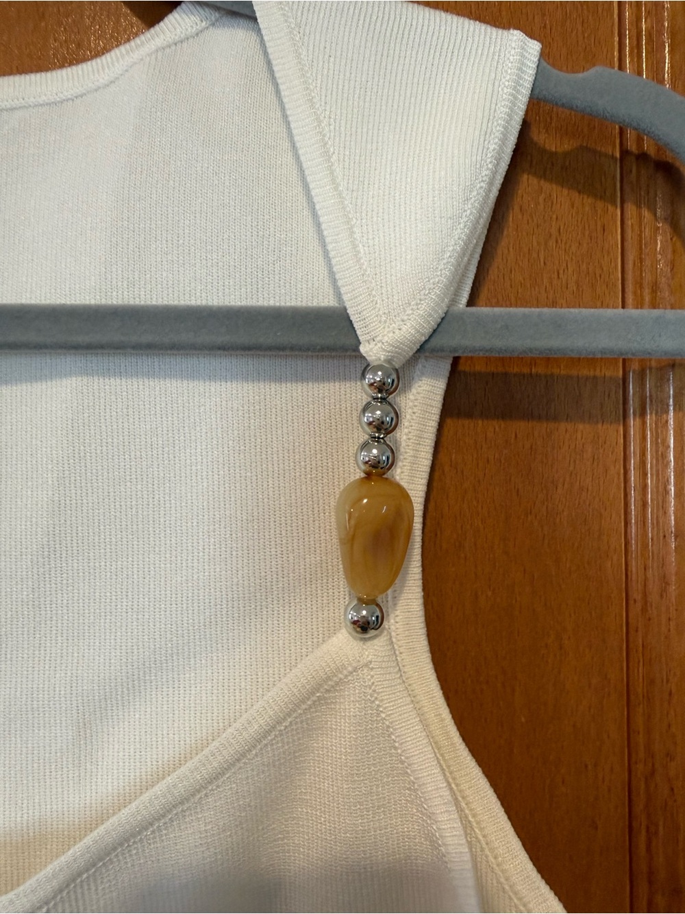 Commense White Beaded-Strap Crop Knit Tank - Picture 3 of 7